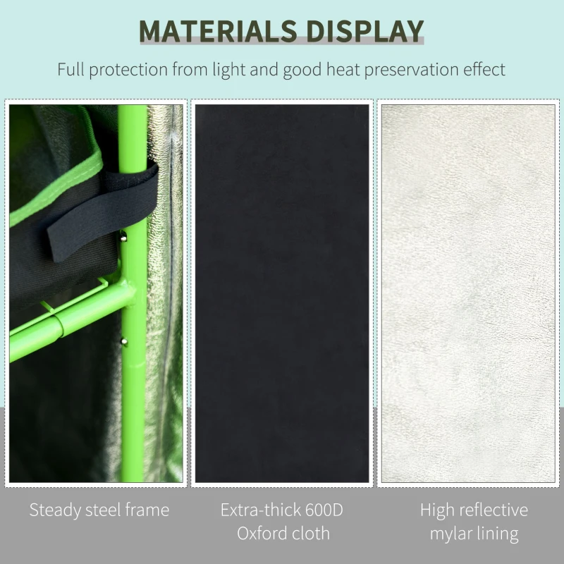 Outsunny Hydroponic Plant Grow Tent, 80L x 80W x 160Hcm-Black/Green