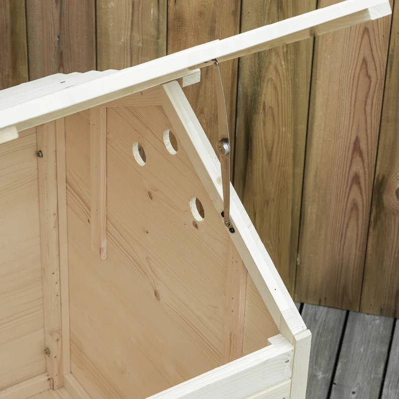 PawHut Wooden Duck House Poultry Coop for 2-4 Ducks with Openable Roof Raised Feet Air Holes Natural