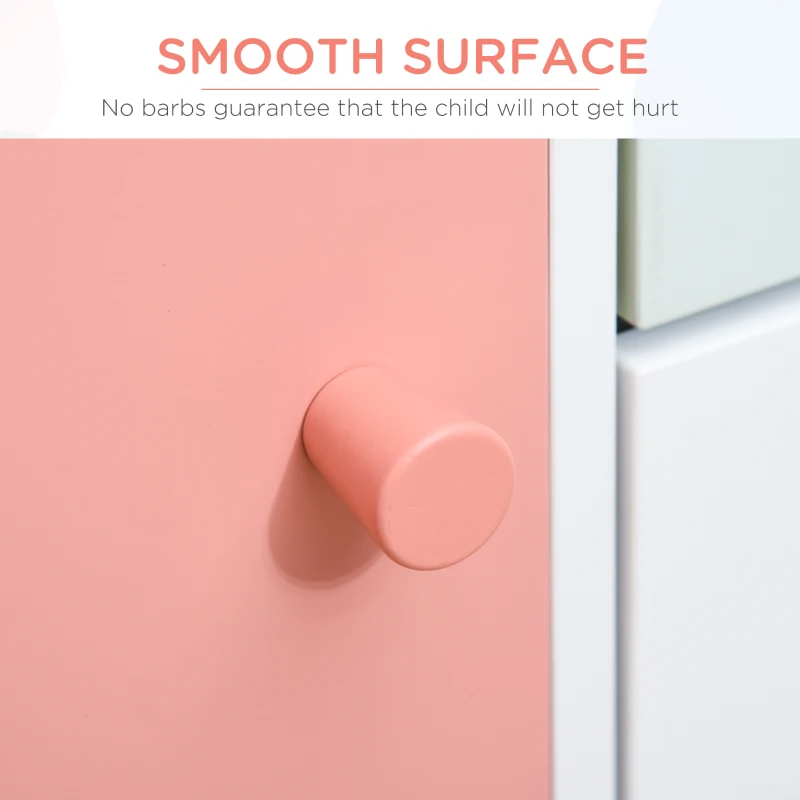 HOMCOM Kids Bookshelf  and Storage Children's Bookcase Multi-Shelf Modern Freestanding Cabinet of Drawer Study Bedroom Pink