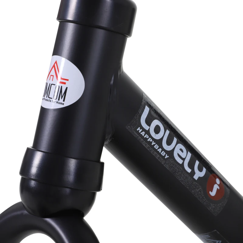 HOMCOM 11 Inch Kids Balance Bike Training Pedal Bicycle W/ Removable Stabilizers EVA Tyres Adjustable Seat Height 2 to 5 Years Black