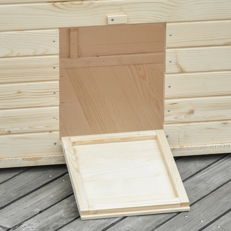 PawHut Wooden Duck House Poultry Coop for 2-4 Ducks with Openable Roof Raised Feet Air Holes Natural