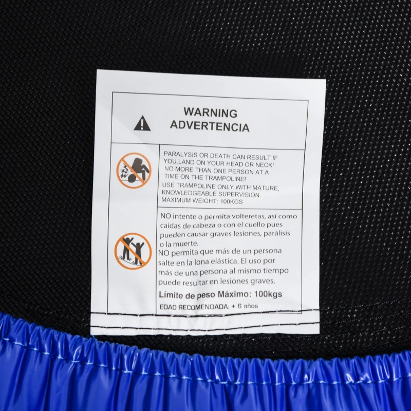 HOMCOM Cama Elástica Fitness Ø100 cm Trampolín de Acero con 36 Resortes con Protector de Borde Incluido para Entrenamiento Interior Carga Máx. 100 kg Negro y Azul