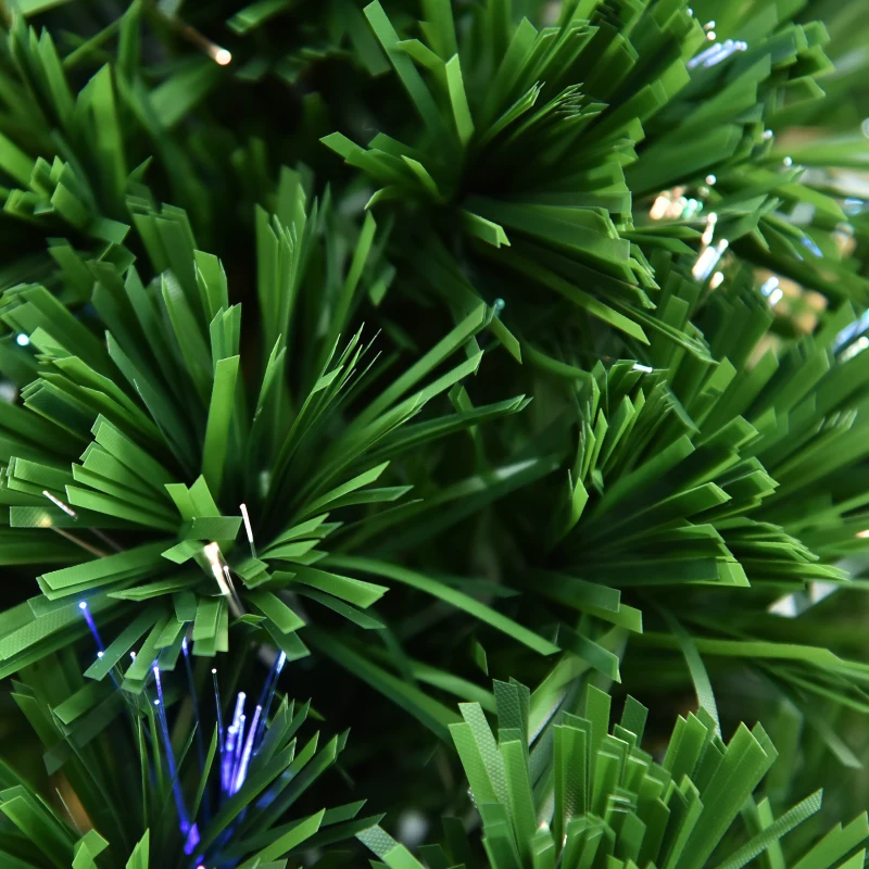 HOMCOM 60cm 2ft Pre-Lit Fiber Optic Christmas Tree Artificial Spruce Tree Multi-Color w/ Stand