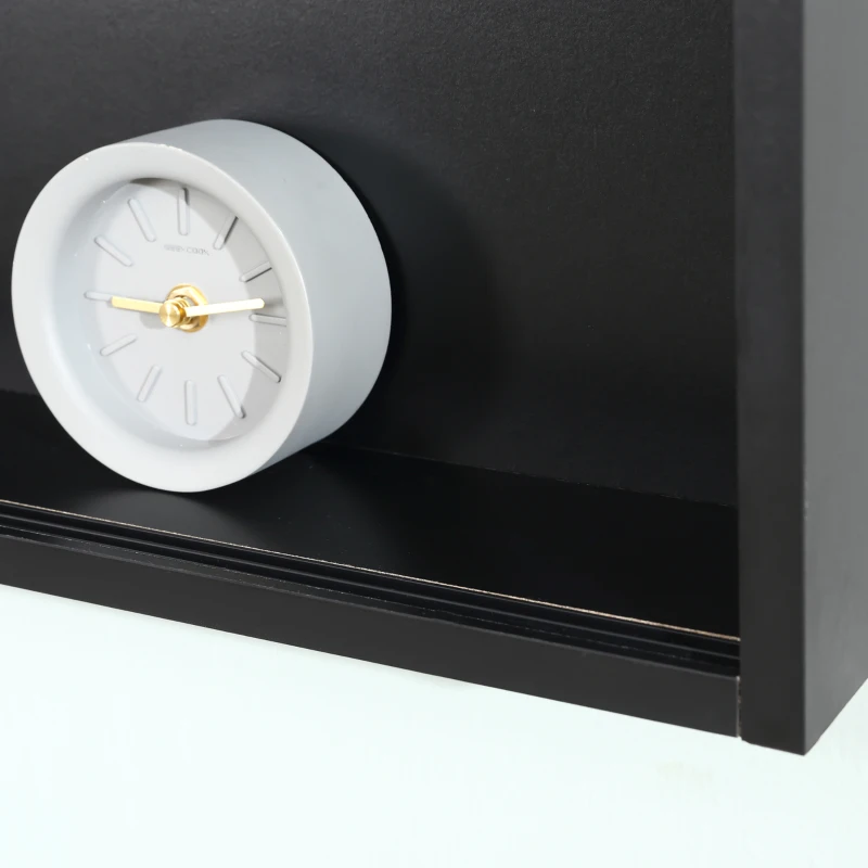 HOMCOM 5-Tier Wall Display Shelf Unit Cabinet w/ 4 Adjustable Shelves Glass Doors Home Office Ornaments 60x80cm Black