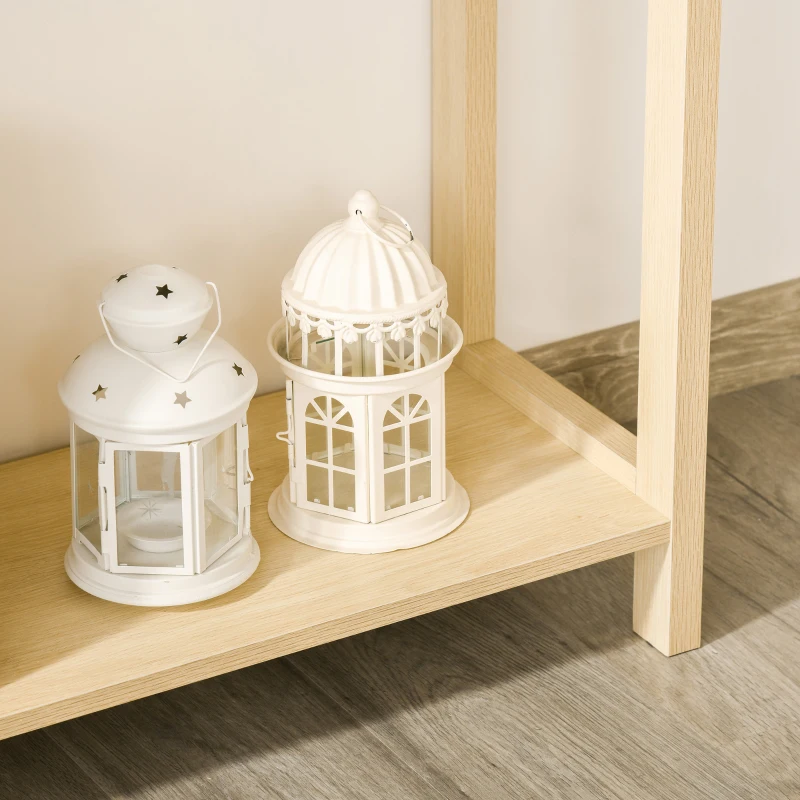 HOMCOM Mesa consola tipo aparador em malha com 2 gavetas e prateleira inferior para o corredor Quarto sala de estar 100x30x76 cm Natural