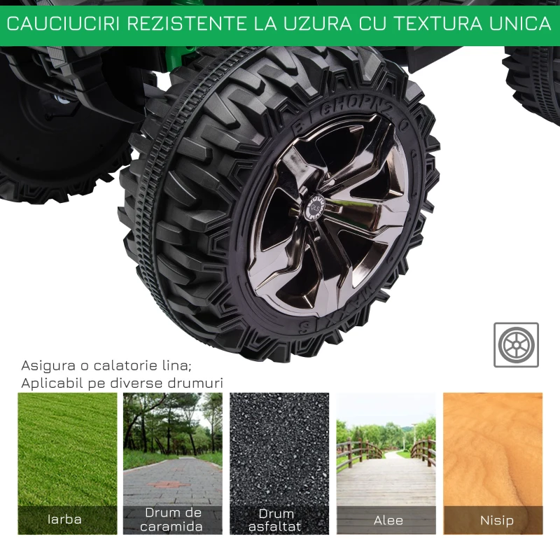 Homcom ATV Electric 12V – Copii 3–5 Ani, Cu Faruri & Baterie