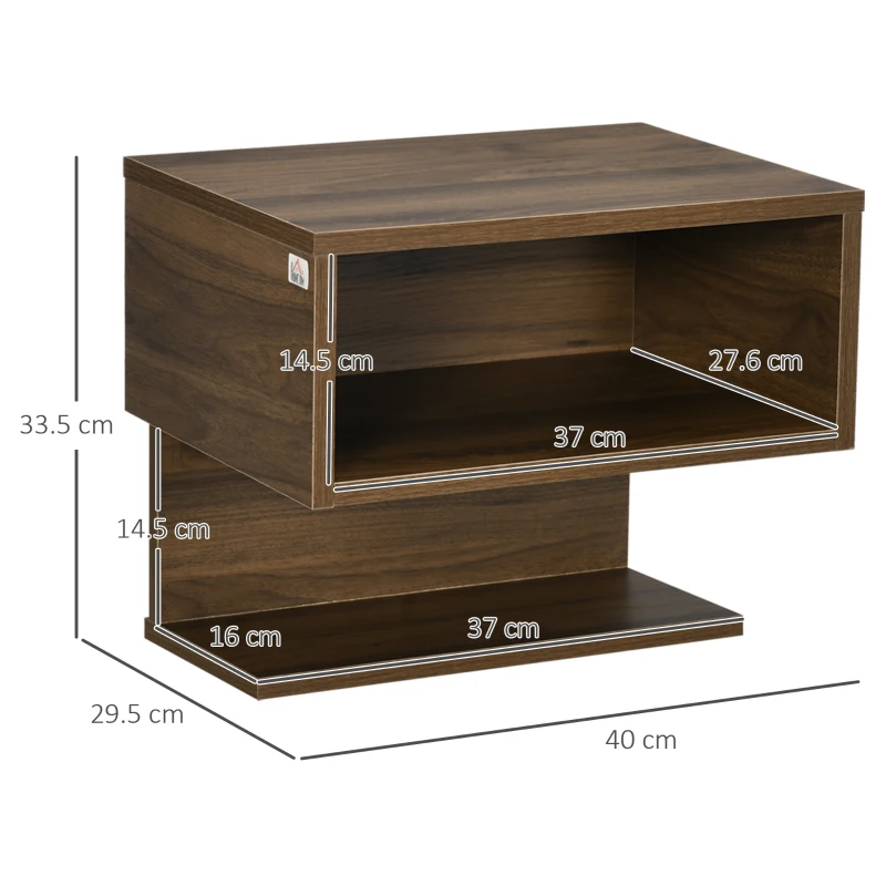 HOMCOM Set 2 rafturi de perete de depozitare pentru camera de zi, dormitor, lemn