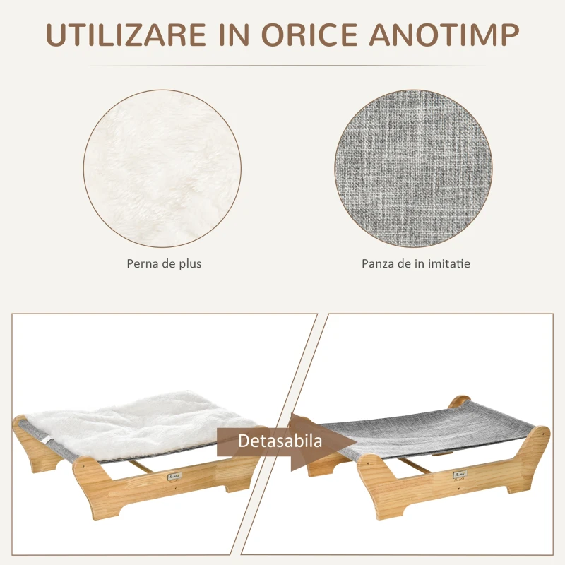 PawHut casuta pentru pisici, perna detasabila, 68x43x20cm