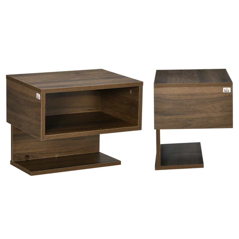 HOMCOM Set 2 rafturi de perete de depozitare pentru camera de zi, dormitor, lemn