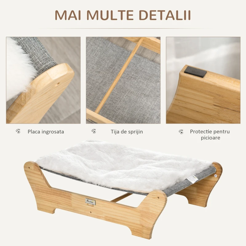 PawHut casuta pentru pisici, perna detasabila, 68x43x20cm