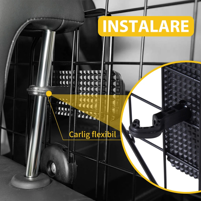 Pawhut bariera protectie auto, caini 89-122x41cm, neagra