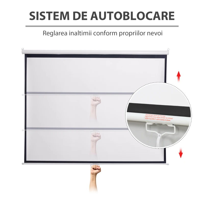 HOMCOM Ecran de Proiectare pe Perete, 120 inch, 244x183 cm