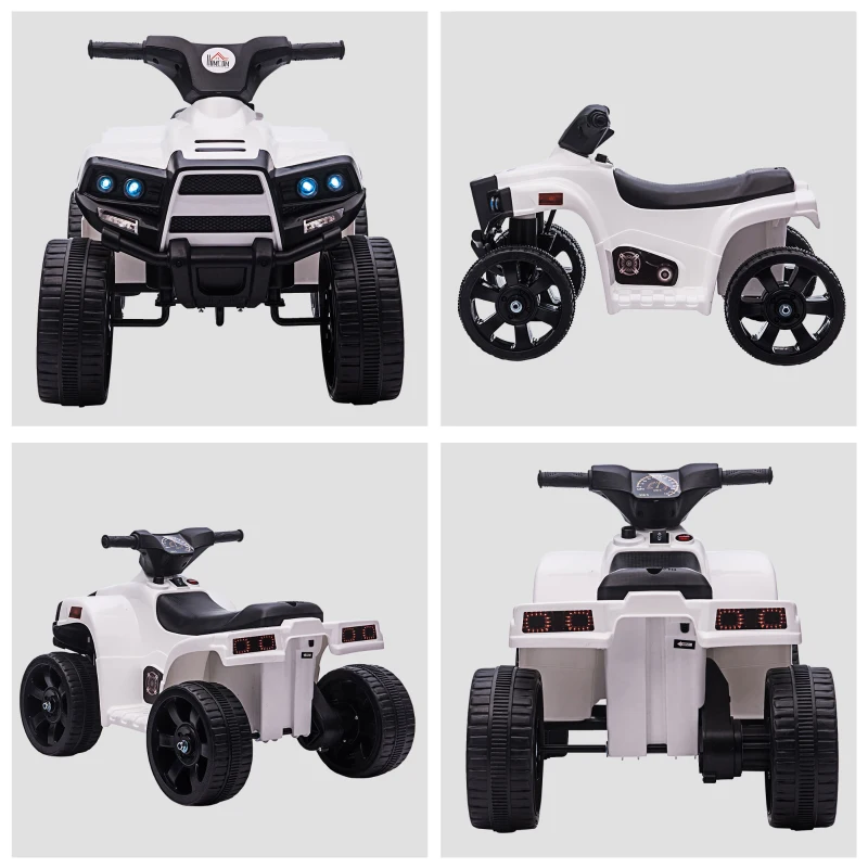 HOMCOM ATV electric pentru copii, lumini si claxon, negru/alb