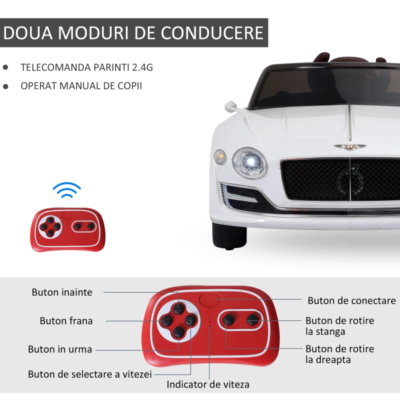 HOMCOM Masina Electrica Copii Bentley 2 Portiere Conducere manuala si Telecomanda(m-8)