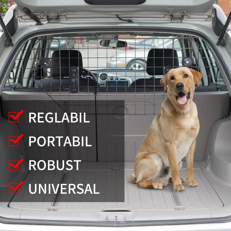 Pawhut bariera protectie auto, caini 89-122x41cm, neagra