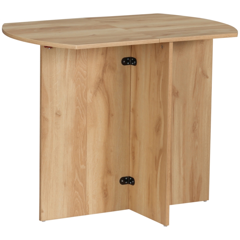 HOMCOM Masa pliabila pentru economisirea spatiului, masa de bucatarie si sufragerie din lemn 90x60x74cm, stejar