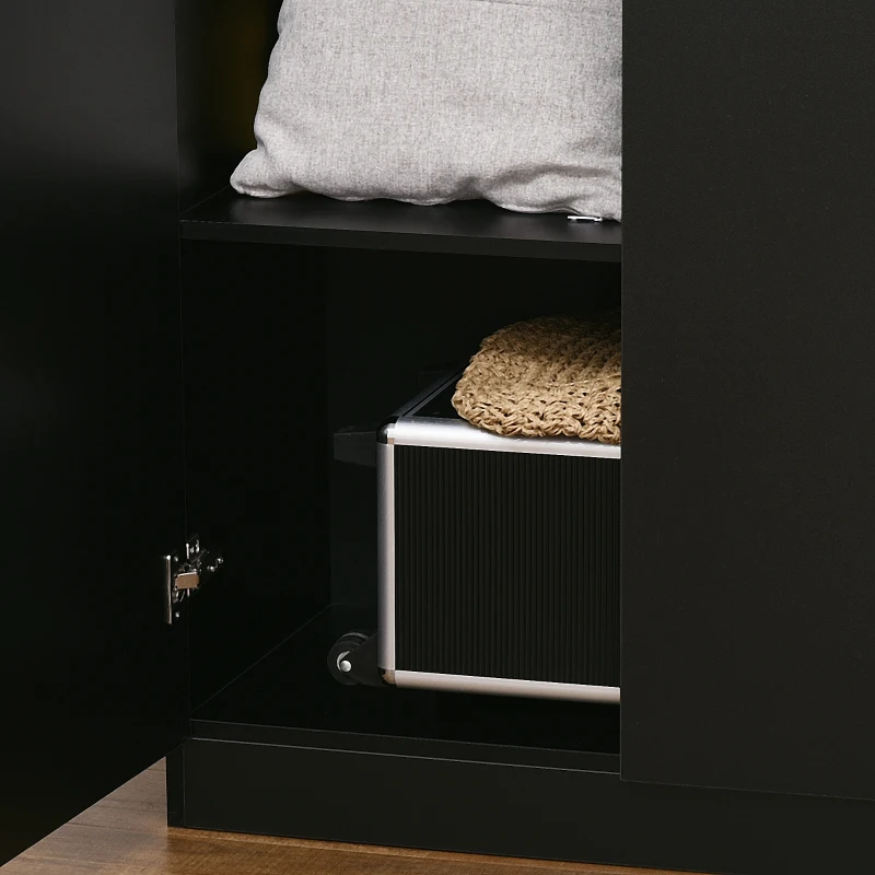 HOMCOM Dulap Modern cu 2 Uși și Spațiu de Depozitare, Mobilier de Organizare cu Rafturi pe 4 Nivele, 80x40x180 cm, Gri