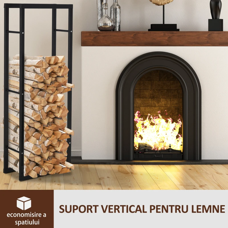 HOMCOM raft stocare lemne, vertical, de interior, 40x25x150cm