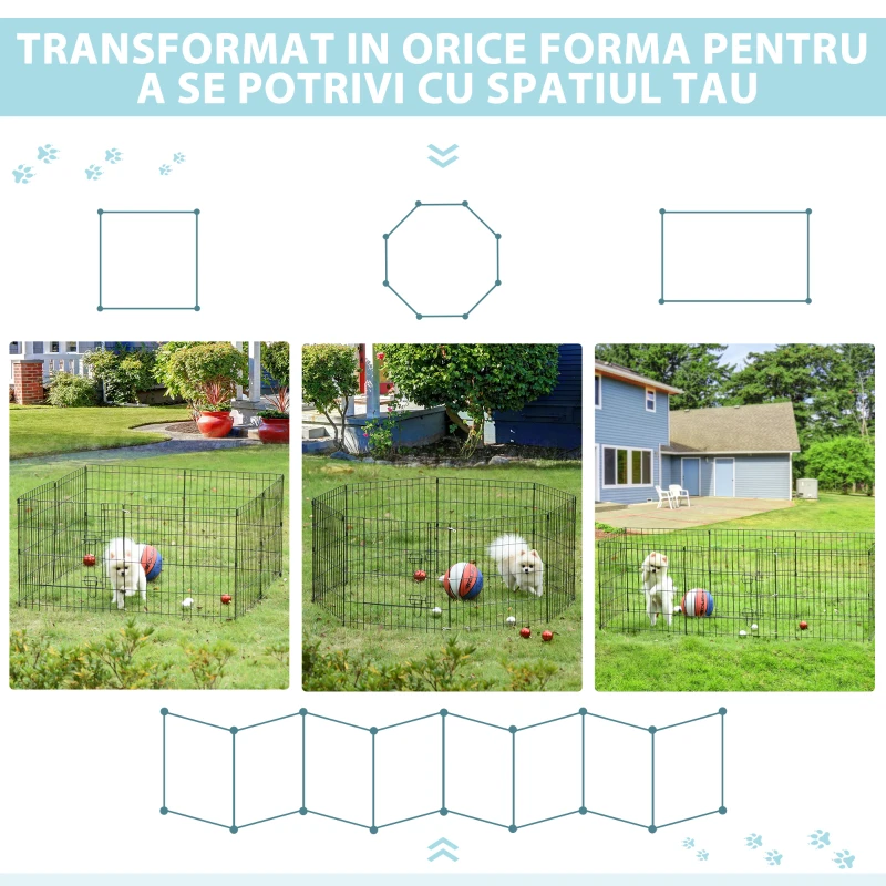 PawHut tarc tip plasa pentru animale, 8 bucati 61x61cm, negru