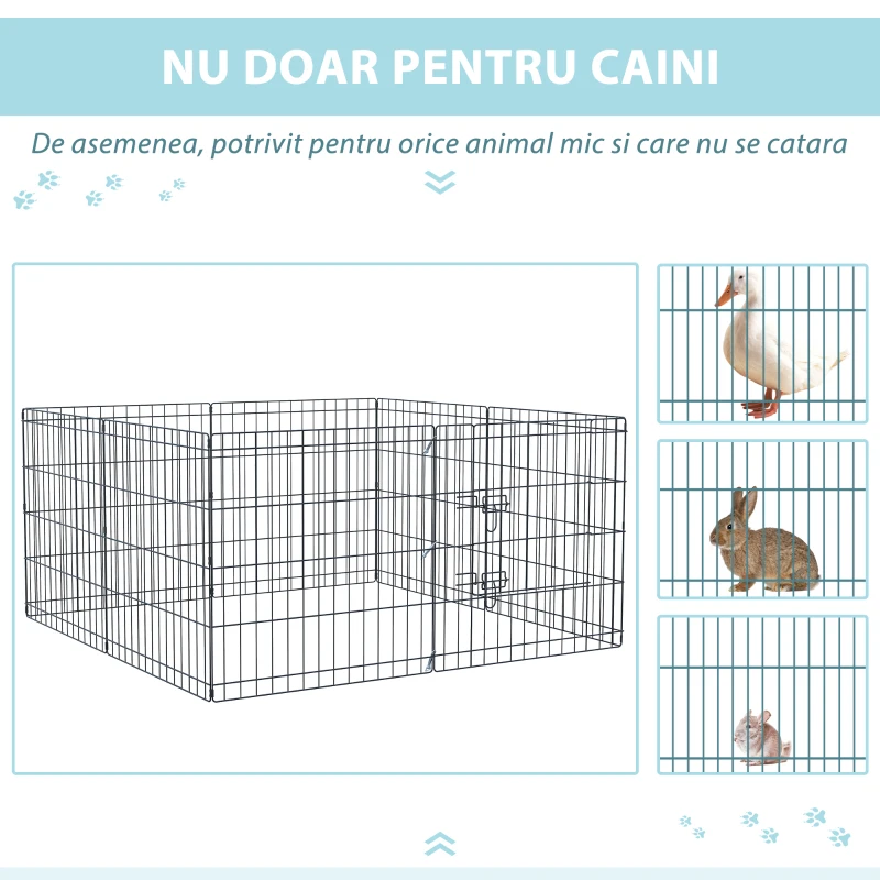 PawHut tarc tip plasa pentru animale, 8 bucati 61x61cm, negru