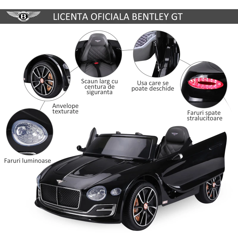 HOMCOM Masinuta electrica Benltey pentru copii, negru, 108x60x43cm(m-7)