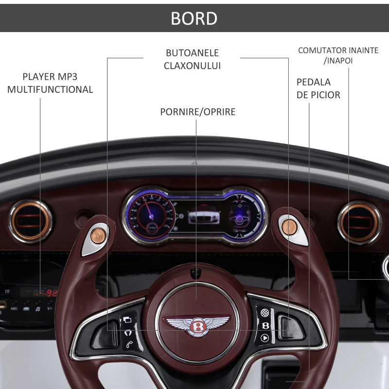 HOMCOM Masina Electrica Copii Bentley 2 Portiere Conducere manuala si Telecomanda(m-7)