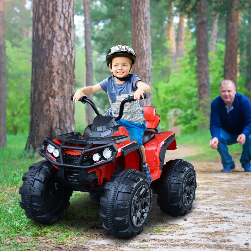 HOMCOM ATV pentru Copii Electric 12V 2 Viteza 3-5km/h Mufa USB Rosu