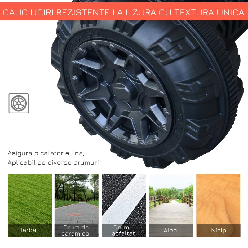HOMCOM ATV pentru Copii Electric 12V 2 Viteza 3-5km/h Mufa USB Rosu