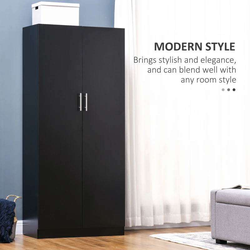 HOMCOM Dulap Modern cu 2 Uși și Spațiu de Depozitare, Mobilier de Organizare cu Rafturi pe 4 Nivele, 80x40x180 cm, Gri