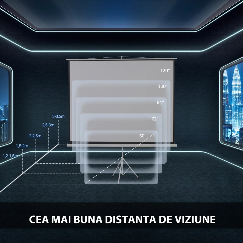 Homcom Ecran Proiectie 100” – Format 4:3 cu Trepied
