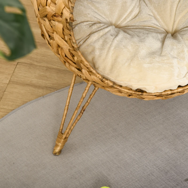 PawHut Cos pentru Pisici Pana la 5 kg Casuţa pentru Pisici din Ratan Maro Φ52x58cm