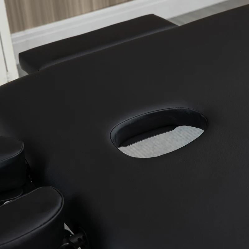 HOMCOM Marquesa Dobrável Mesa de Massagem Portátil com Altura Ajustável em 7 Posições 186x71x62-83cm Preto