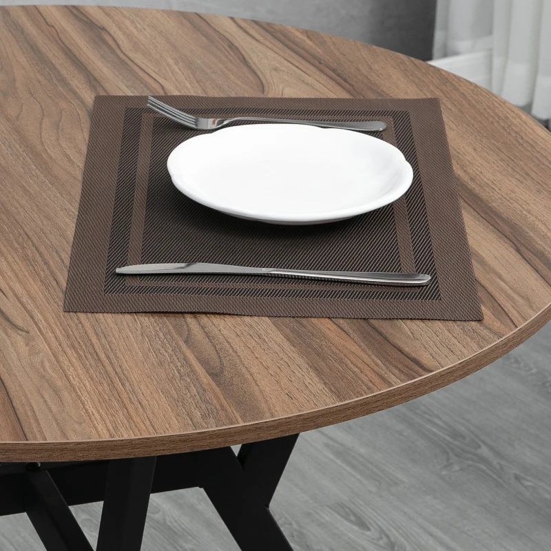 HOMCOM Mesa de Cozinha Redonda Mesa de Jantar Estilo Industrial com Bancada de Madeira e Estrutura de Aço Ø90x76 cm Marrom e Preto