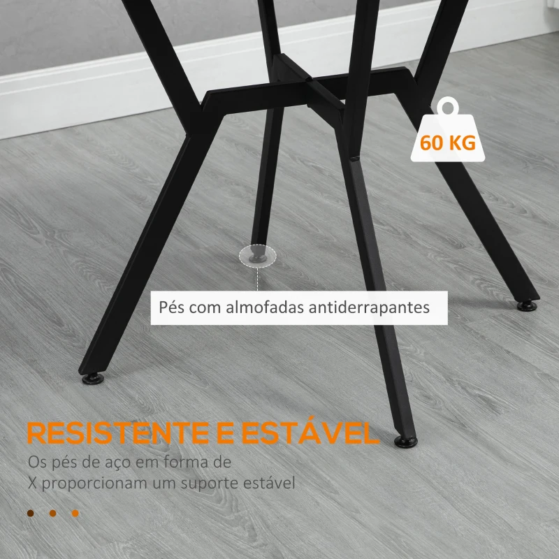 HOMCOM Mesa de Cozinha Redonda Mesa de Jantar Estilo Industrial com Bancada de Madeira e Estrutura de Aço Ø90x76 cm Marrom e Preto