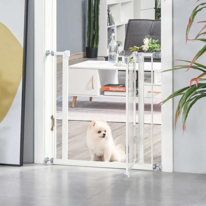 PawHut Gard pentru Caini Inchidere Automata Latime Reglabila Pana la 80cm