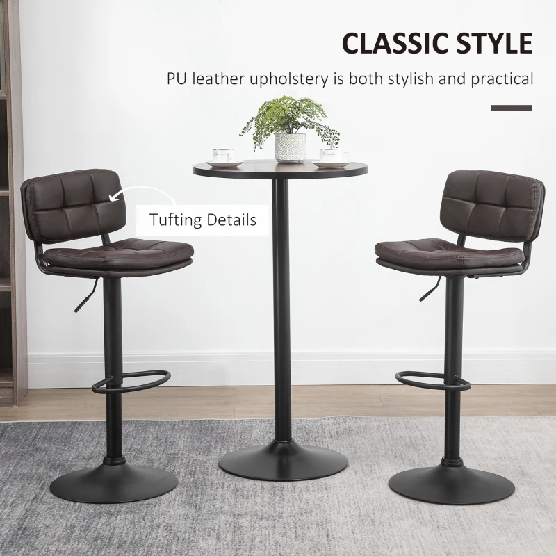HOMCOM Height Adjustable Barstools Set of 2, Swivel Bar Stools with Footrest for Kitchen Counter, Home Bar(m-6)