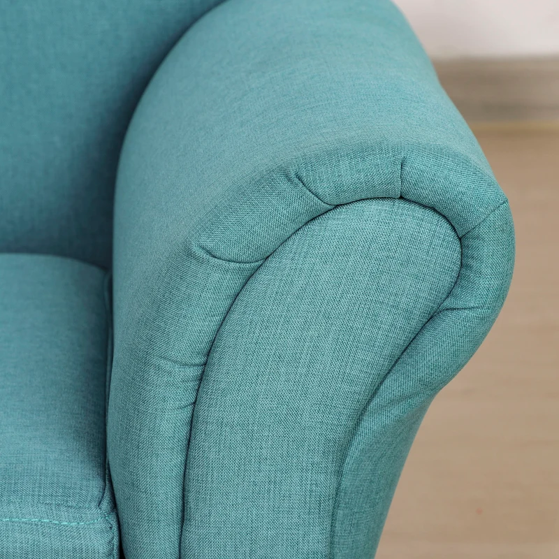 HOMCOM Kids Sofa Toddler Chair Children Armchair Lounge Seater Bed Couch for Bedroom Playroom with Storage Compartment Eucalyptus Wood Light Blue