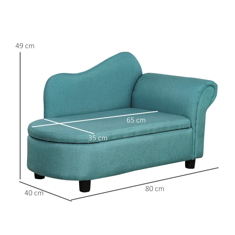 HOMCOM Kids Sofa Toddler Chair Children Armchair Lounge Seater Bed Couch for Bedroom Playroom with Storage Compartment Eucalyptus Wood Light Blue