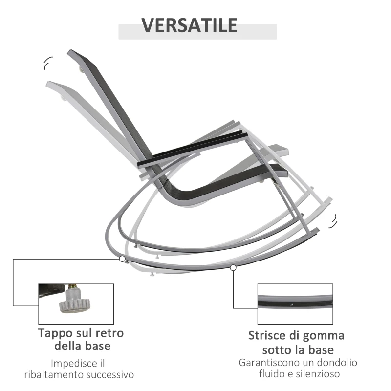 Outsunny Sedia a Dondolo da Giardino, Sedia a Dondolo per Esterni Impermeabile e Antiruggine, Nera, 107x60x93cm