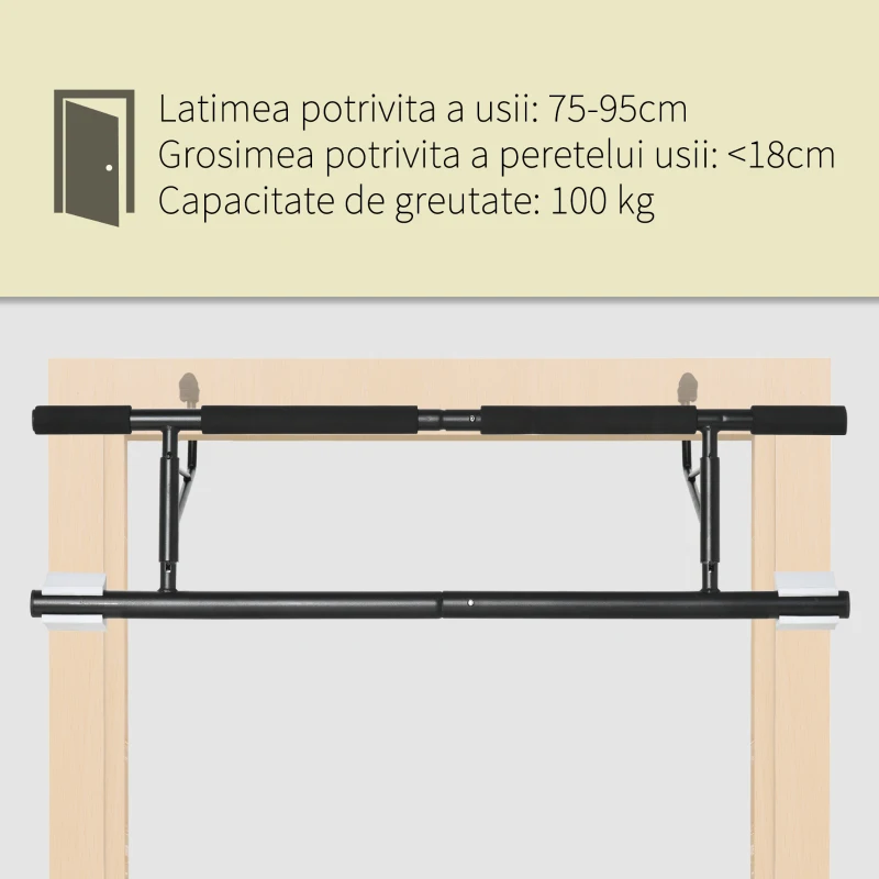 HOMCOM Aparat de antrenament Pliabil pentru Usi 75-95 cm , Otel, Negru