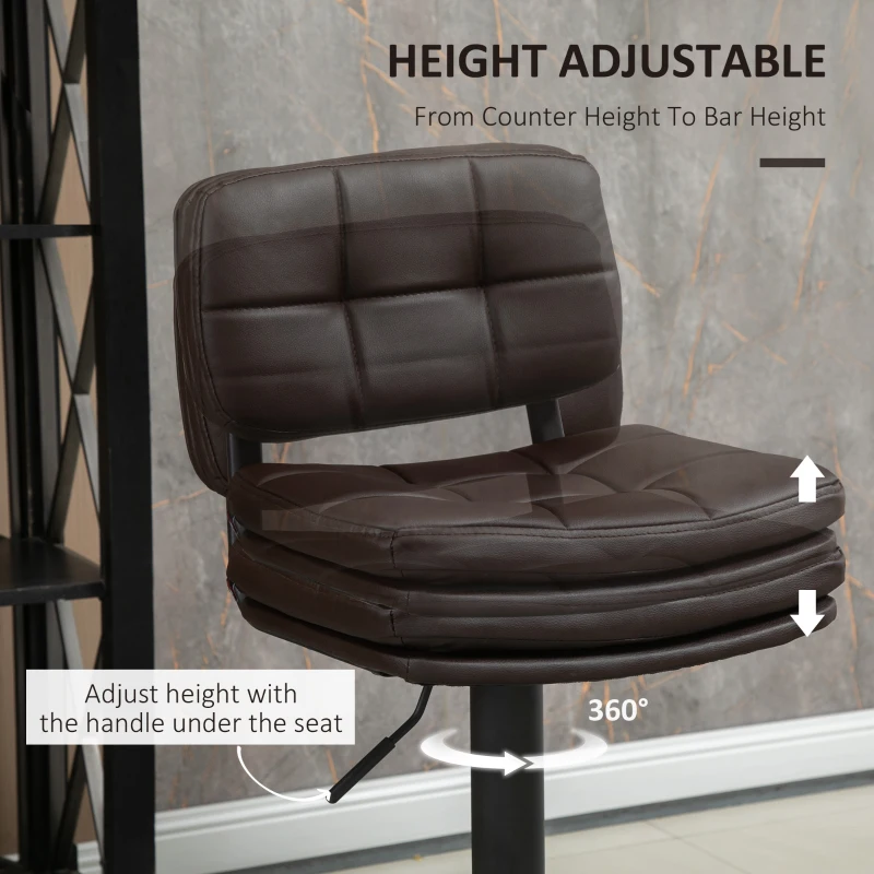 HOMCOM Height Adjustable Barstools Set of 2, Swivel Bar Stools with Footrest for Kitchen Counter, Home Bar(m-4)