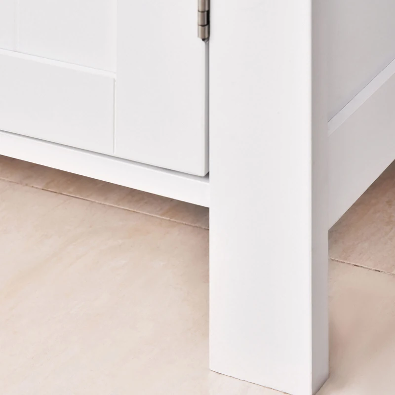 kleankin Mobiletto da Bagno Salvaspazio, Armadietto da Bagno Multiuso con Armadietto 2 Ripiani 2 Ante Maniglie in MDF 60 x 30 x 80cm Bianco