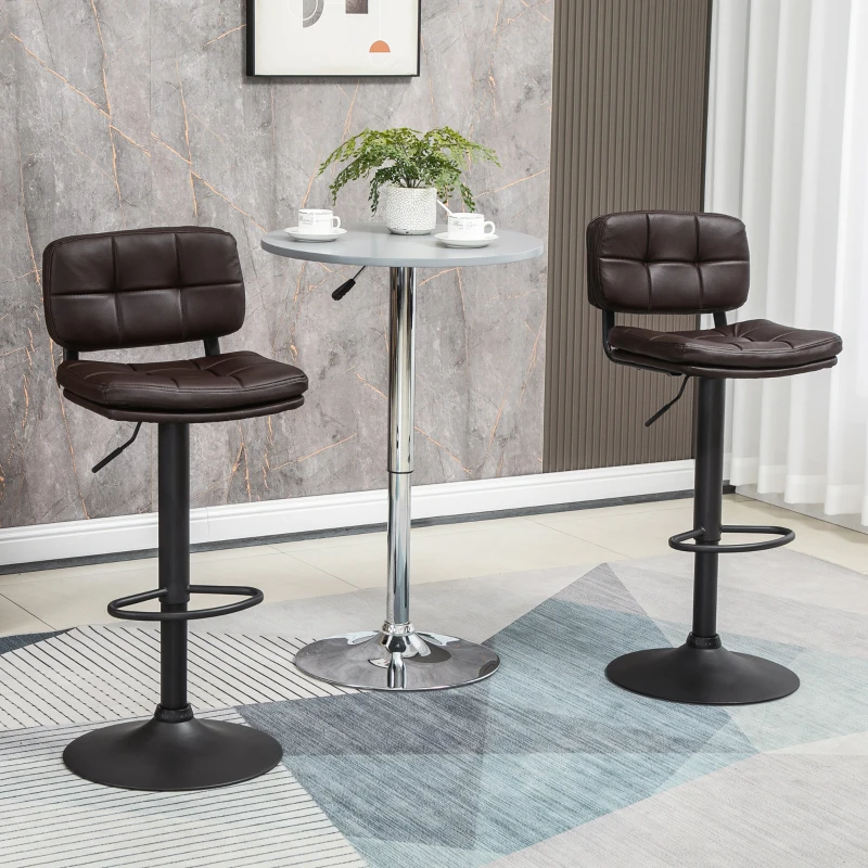 HOMCOM Height Adjustable Barstools Set of 2, Swivel Bar Stools with Footrest for Kitchen Counter, Home Bar(m-2)