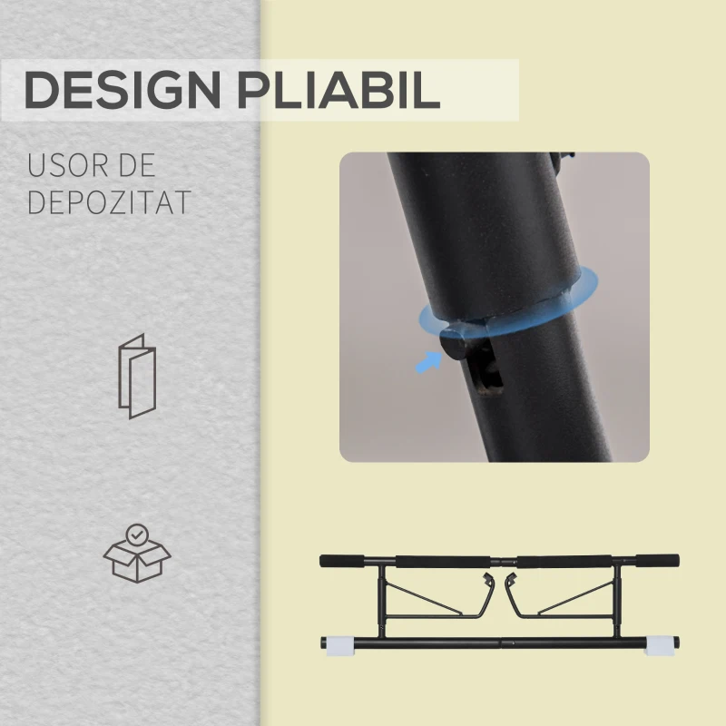 HOMCOM Aparat de antrenament Pliabil pentru Usi 75-95 cm , Otel, Negru