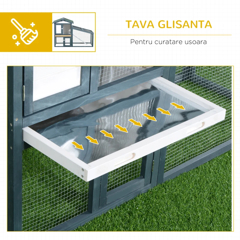 PawHut cusca din lemn pentru iepuri, 140x65x100cm, verde/alb