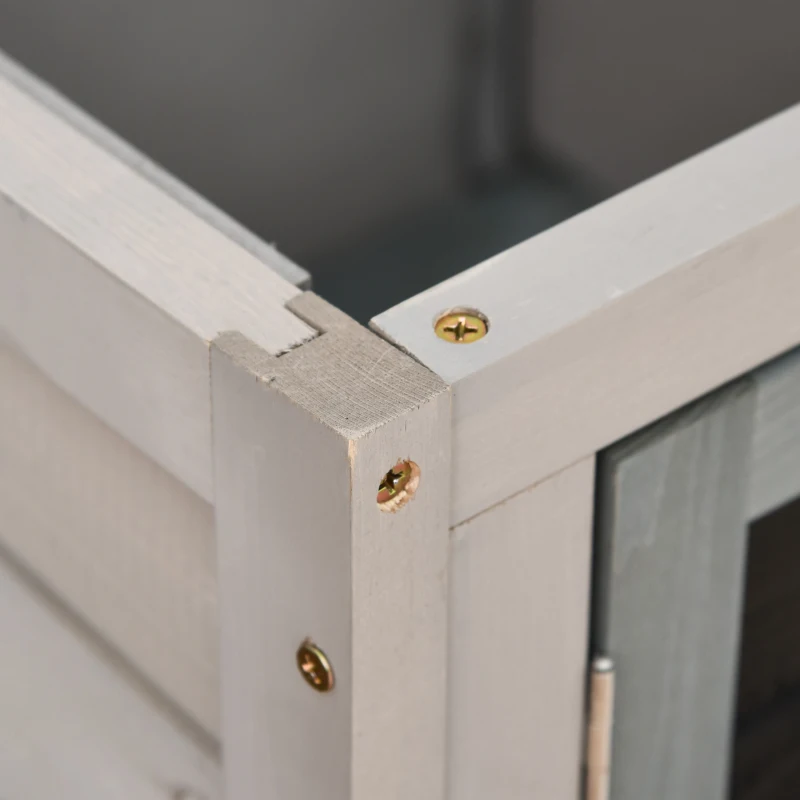 PawHut Cusca pentru Iepuri Inaltata din Lemn pentru Exterior cu Acoperis care se Deschide, Cusca pentru Iepuri cu Tava Detasabila, 86x45x70cm