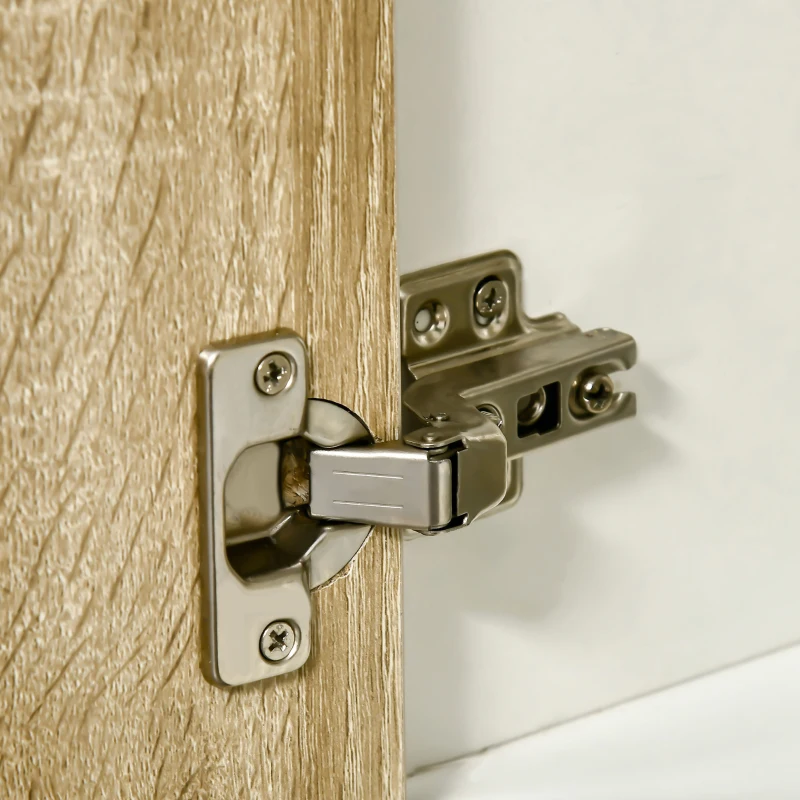 kleankin Colonna Bagno in Legno con 2 Mensole e Armadietto, Mobiletto Multiuso 31x30x177 cm