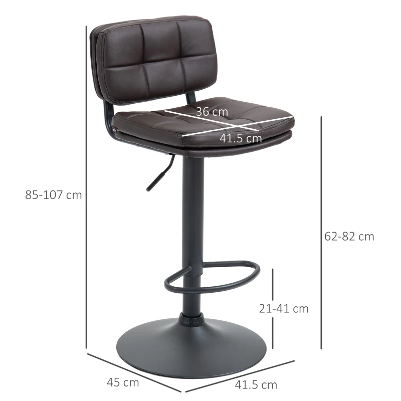 HOMCOM Height Adjustable Barstools Set of 2, Swivel Bar Stools with Footrest for Kitchen Counter, Home Bar(m-3)