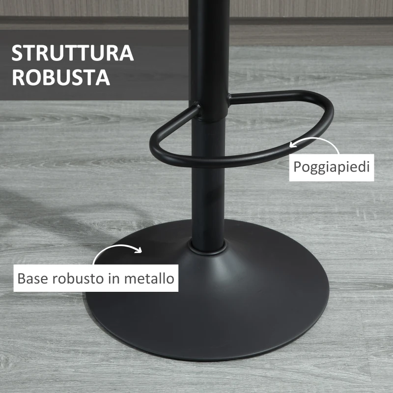 HOMCOM Set 2 Sgabelli da Bar con Schienale, Poggiapiedi e Altezza Regolabile Stile Industriale, Grigio