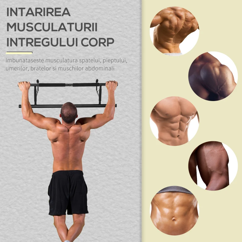 HOMCOM Aparat de antrenament Pliabil pentru Usi 75-95 cm , Otel, Negru